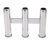 Alomejor Soporte para Caña de Pescar, Estante para Caña de Barco Marino de Acero Inoxidable de 3 Tubos con Diseño de Fuga de Agua Inferior para Yates, Barcos y Pesca