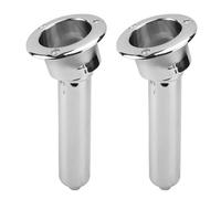 Alomejor Soporte para Caña de Pescar para Barcos, Soporte para Vasos de Acero Inoxidable de Montaje Empotrado Resistente para Yates y Barcos, 40mm (15 Grados)