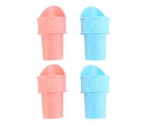Alomejor Soporte para Cono de Helado, Mini Pala Reutilizable con Soporte, Juego de 4 para Niños, Sorbete Rosa y Azul, Yogur Helado para Familia, Material PP