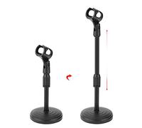 Alomejor Soporte para Micrófono de Escritorio, Soporte para Micrófono Corto Ajustable de Acero de 25-35 Cm con Base de Disco y Diseño Desmontable de 3 Partes, Clip Universal Antideslizante para Uso en