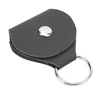 Alomejor Soporte para Púas de Guitarra, Elegante Funda de Cuero PU Suave con Llavero para Guitarristas, Almacenamiento Conveniente para Púas y Llaves (Black)
