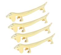 Alomejor Soporte Reutilizable para Palillos de Animales, Superficies Más Suaves, Forma de Ciervo y Perro Dorado, Soporte para Palillos de 4 Uds para el Hogar, Restaurante y Fiesta (Perro)