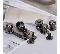 Alomejor Sujetadores de Clavos para Pezón de Cabeza Redonda de Cobre, 20 Piezas para Ropa Punk de Cuero, Bolsos, Cinturones, Oro/plata/bronce/Color Pistola, 9x8mm (Color de pistola de cabeza de