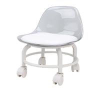 Alomejor Taburete bajo con Ruedas, Cómodo Asiento Trasero con Ruedas y Movimiento Suave para Taburete para Zapatos, Reposapiés, Silla de Pedicura (Blanco Transparente)