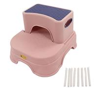 Alomejor Taburete para niños, doble antideslizante, para entrenamiento de inodoro, taburete de dos escalones antideslizante para fregadero y baño (rosa y morado)