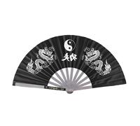 Alomejor Tai Chi Fan Estilo Chino Kung Fu Fan Acero Inoxidable para Artes Marciales Danza Práctica Entrenamiento Rendimiento(Black)