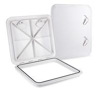 Alomejor Tapa de Escotilla de Cubierta ABS Anti UV Placa de Cubierta Marina 460 X 510 Mm con Bisagra de 180 Grados Tapa Antideslizante Manijas Empotradas Sello contra la Intemperie para Yate RV