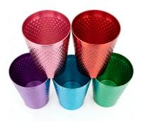 Alomejor Tazas de Metal Martillado de Aluminio Tazas Livianas de Fácil Agarre para Bebidas Frías para Fiestas Familiares Picnics Camping 5 Colores (5PCS)