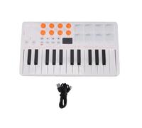 Alomejor Teclado Controlador MIDI de 25 Teclas con Teclas Sensibles a la Velocidad, 8 Pads Retroiluminados RGB, Arpegiador, Función de Acordes, Bluetooth Inalámbrico para Producción Musical (WHITE)
