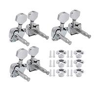 Alomejor Teclas de Afinación de Guitarra, Clavijas de Afinación de Metal a Prueba de óxido con 3 Cabezales Izquierdo y Derecho para Piezas de Repuesto de Guitarra Folk Acústica Eléctrica (SILVER)