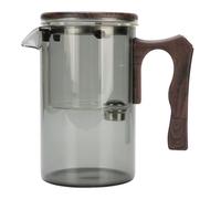 Alomejor Tetera de Vidrio Resistente Al Calor con Colador, Ergonómico de Madera para Preparar té de Hojas Sueltas en la Oficina en Casa (Gris 550ml)