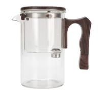 Alomejor Tetera de Vidrio Resistente Al Calor con Colador, Ergonómico de Madera para Preparar té de Hojas Sueltas en la Oficina en Casa (Transparente 750ml)