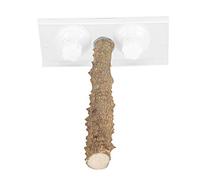 Alomejor Varilla de Madera Portátil para Pájaros de 25 Cm, Percha Antideslizante para Mascotas para Loros, Baño Regular, Uso en Ventana/baño, Ventosa, Acrílico/Madera de Pimienta de Sichuan