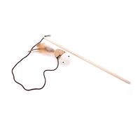 Alomejor Varita Receptora Interactiva para Gato, Juguete de Entrenamiento de Velocidad, Palo para Mascotas Juguetonas, Plumas de Lino y Madera para Amantes de los Gatos (ratón)