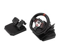 Alomejor Volante de PC USB Plug and Play de 180 Grados con Pedales para Consolas de Juegos