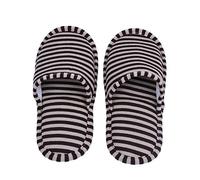 Alomejor Zapatillas de Hotel Zapatillas Plegables portátiles Zapatillas Desechables con Bolsa de Almacenamiento para Uso en Interiores y Viajes(Woman-Rayas de café)