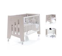 Alondra Cuna Colecho 120x60 Bebe de Madera con Ruedas Omni K10 Arena, para unir la Cuna a la Cama, con Kit colecho. Regulable 5 Alturas somier, Uso de 0 a 14 años.