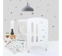 Alondra Cuna Colecho Bebe Completa con Colchon 120x60 cm Madera con Ruedas, con 5 Alturas, Uso de 0 a 3 años. (Cuna + Kit Colecho + Escritorio + Colchón) CU6002-K10-CL