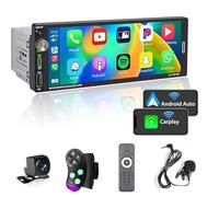 Alondy Radio Coche 1 DIN con Pantalla táctil (6,9") Compatible con Apple CarPlay [Wireless] /Android Auto Bluetooth Radio (Am/FM/RDS) USB (Tipo-C Carga rápida de 2.1A) Cámara retrovisora