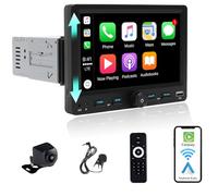 Alondy Radio Coche 1 DIN con Pantalla táctil Ajustable (7") Compatible con [Wireless] Apple CarPlay/Android Auto Bluetooth Radio (Am/FM/RDS) USB (Tipo-C Carga rápida de 3A) Cámara de Respaldo AUX SD