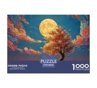 Alone Tree Stands on The Water 1000 Piezas Cartón Rompecabezas Oil Painting Style Tree Imágenes Vibrantes Juego Familiar Puzzle Juego De Desafío Difícil 38x26cm/1000pcs