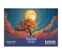 Alone Tree Stands on The Water 1000 Piezas Cartón Rompecabezas Oil Painting Style Tree Liberador De Estrés Juego Familiar Puzzle Juego De Desafío Difícil 52x38cm/1000pcs