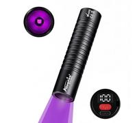 Alonefire SV125 Mini Linterna UV 365nm Profesional Recargable USB C Pantalla Digital Potente Luz Negra Detector de Orina para Resina, Pesca, Escorpión, Minerales, Pegamento, Ámbar con Batería