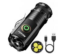 Alonefire X23 Mini Linterna Pequeña LED Recargable USB tipo C Brillante 5 Modos Luz de Bolígrafo Portátil Impermeable Batería de Larga Duración con Imán de Cola, Clip, Batería para Exterior, Caza