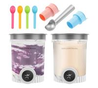 Alongen 2 recipientes Swirl Creami de 500 ml, a prueba de fugas, recipiente para pinta con cuchara de helado, 4 cucharas de repuesto, buen sellado para máquina de hielo para la serie NC700
