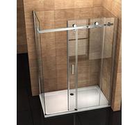 Aloni Cabina de ducha 90 x 120 x 195 con puertas correderas, mampara de ducha con entrada esquinera, cromo, cristal de seguridad templado de 8 mm, nano-revestimiento y fácil de limpiar, diseño moderno