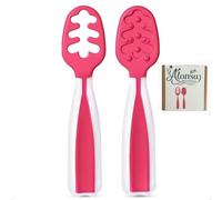 ALONSA® 2 Unidades Cucharas Aprendizaje Bebé de Silicona Seguras | Precuchara BLW para Bebés de 6-18 Meses | Cucharas Bebé Aprendizaje | Introducción de Alimentos | Alivio de Encías