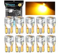 Alopee Paquete de 10 Bombilla T10 W5W Led 12V Ámbar Acyrlic Interior de Coche de Repuesto para 194/168/2825/158/2835 Salpicadero, Cúpula, Maletero, Matrícula y Luz de Puerta, Chip COB