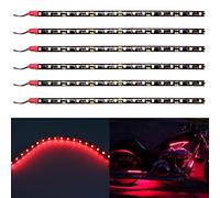 ALOPEE - Paquete de 6 30CM 11.8 "Rojo 5050 18SMD LED DC 12V Tira de luz Impermeable para Debajo de la Carrocería para Motocicletas Decoración de Atmósfera de Barco Tira Flexible Conectable