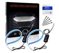 ALOPEE Ultra-Brillante 60 CM 23.6 "Blanco/Ámbar Flexible Tira de Tubo LED Silicona Corriente Corriente Diurna Tear Strip Faros Delanteros Señal de Giro Luz de Guía de Estacionamiento (1 Juego)