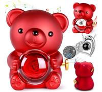 Aloskart Oso con Rosa Eterna y Collar Caja de Música,Oso Rosa Preservada | Rojo Oso con Rosa Caja de Regalo Caja de Música con Collar "Te quiero",Originales Oso para Cumpleaños,Regalo,Mamá,Navidad