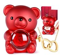 Aloskart Oso con Rosa Eterna y Collar, Regalos para Ella, Rojo | Ideas Regalo Mujer para San Valentin Cumpleaños Navidad Aniversario, para Novia Esposa Mama