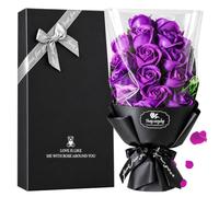 Aloskart Ramo de Flores Eterno Violeta, Regalo Ideal en Jabón para Mujer | Rosas de jabón violetas en caja de lujo: un ramo sin riego ni polen, ideal para regalar en Navidad, cumpleaños o San Valentín