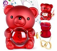 Aloskart Regalo San Valentin Mujer, Oso Rosa Eterna con Collar, Osito Rosa Eterna con Caja Música Manivela Incorporada, Regalo Navidad, Gift Mujer Cumpleaños, Mama, Regal Aniversario Originales