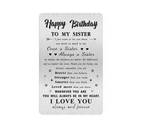 Alotozo Tarjeta de cumpleaños para hermana, regalos de feliz cumpleaños para mi hermana, tarjeta de cartera grabada para hermana