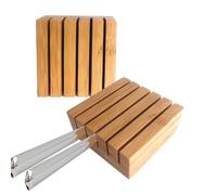 alouweekuky 2 Piezas Organizador Cuchillos Cajon Cocina, Bambú Soporte Cuchillos, Soporte Cuchillo de Carne Porta Cuchillos Pequeño para Organizador de Cajones de Cocina