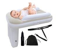alouweekuky Cama Avion Niños Hinchable Portátil Reposapies Avion Niños Portátil con Bomba de Aire y Correa de Seguridad, y Utilizable en Aviones, Trenes y Actividades al Aire Libre