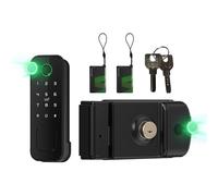 AloveH Cerradura inteligente impermeable IP66 para exteriores, huella digital de doble cara y entrada de tarjeta, cerradura 5 en 1 para puerta de jardín/patio con WiFi (negro)