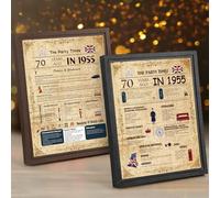 Alowor Paquete de 2 pósteres enmarcados de 1955 con texto en inglés "Born in 1955", con texto en inglés "Born in 1955", con texto en inglés "Happy 70th Birthday", regalo para hombres y mujeres