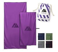 ALP & ACT Toallas de Microfibra Set de 2-100% recicladas - Extra COMPACTAS y ultraligeras - 150x70 cm + 100x50 cm - Toalla de Viaje, de Playa y para Deporte - Paños Incluye Bolsa - Rosa