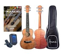 Alp-Gold ukelele de concierto, fresno tamaño premium con bolsa, libro y afinador de Italia