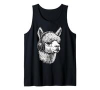 Alpaca Animal Motif Music Auricular Art Alpaca Camiseta sin Mangas