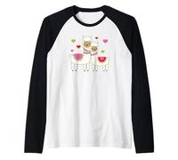 Alpaca Design For Girls Cute Little Sister and Big Sister Camiseta Manga Raglan