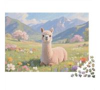 Alpaca en Campo de Flores 1000 Pieza S Cartón Resistente Rompecabezas Clásicos Adultos Niños Difícil Imposible Decoración De Paredes Regalo 52x38cm/1000pcs