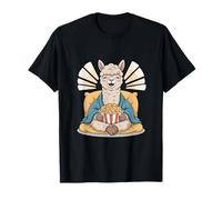 Alpaca Feliz con Palomitas de maíz Diseño de Animales Camiseta
