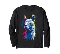 Alpaca Hombres Mujeres Niños Pintura Colorido Animal Amante Motivo Manga Larga